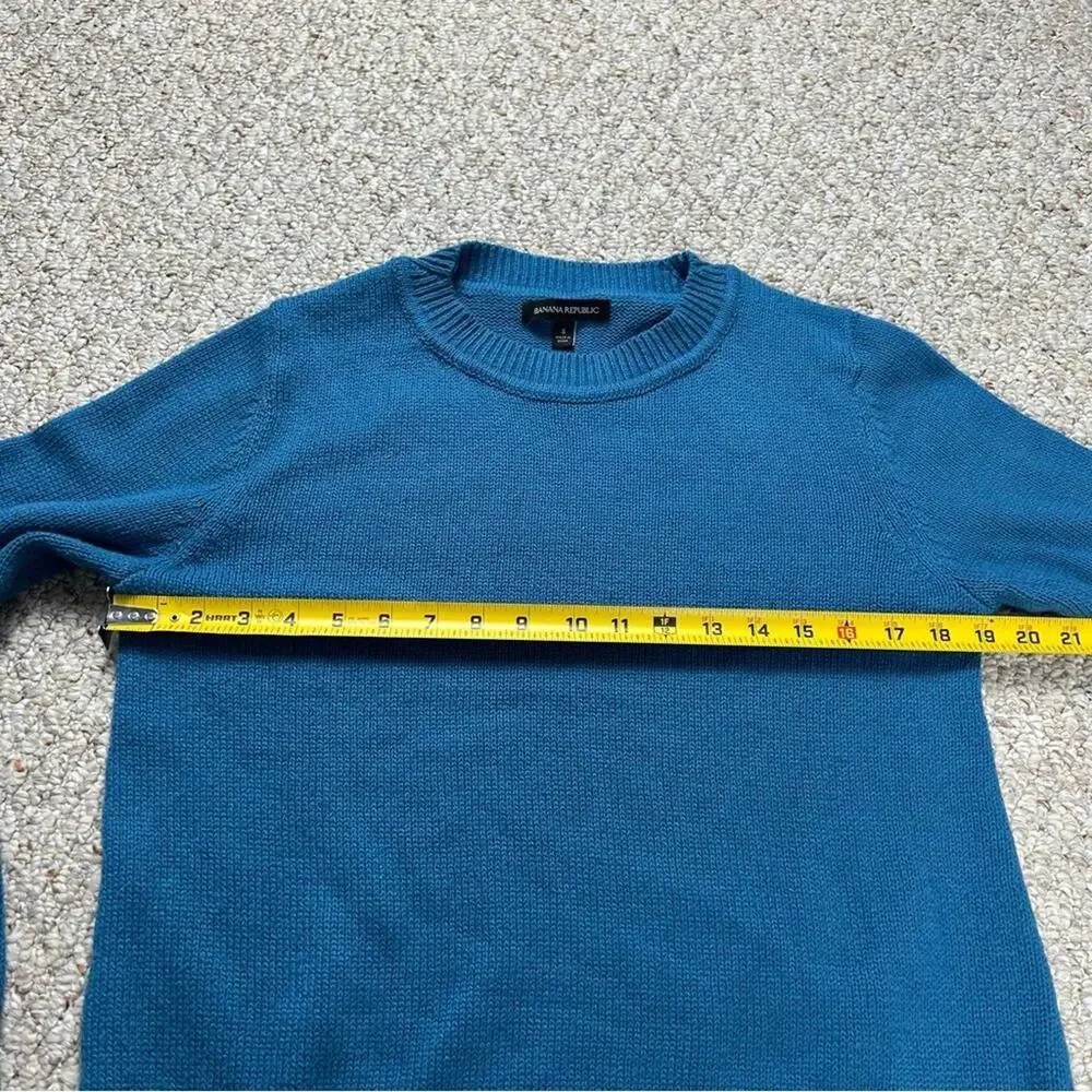Banana Republic Crewneck Blue Sweater Mens Small Cotton Blend Split Hem